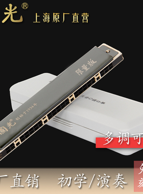 上海国光口琴24孔专业演奏级A/B/C/D/E/F/G调复音成人初学者单音