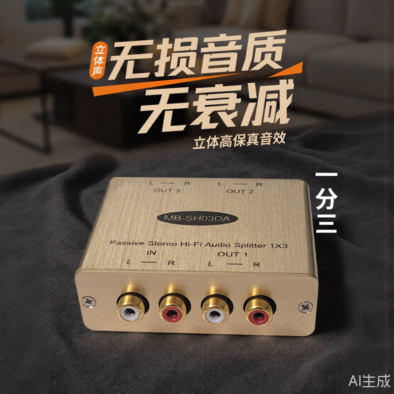 HiFi发烧专用高保真立体声分频器音频分配器1分3路输出无损音质发