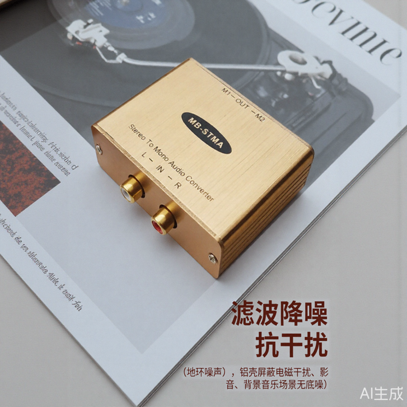 立体声音频转换器单声道地环音混音器金色滤波降噪抗干扰背景音乐