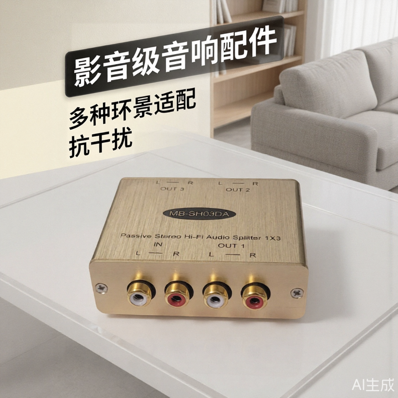 影音级音频分配器HIFI立体声分频器1分3路输出抗干扰多种环境适配