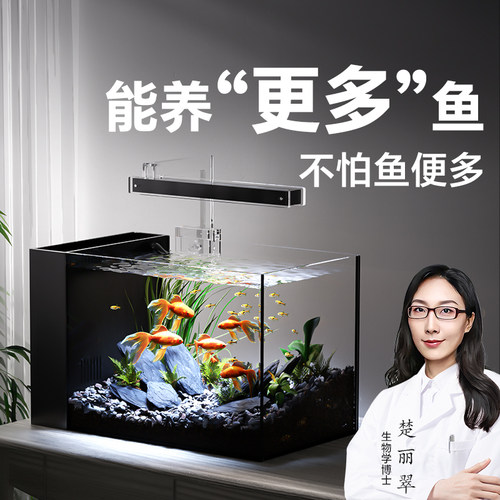 鱼缸过滤制氧一体小型客厅超白玻璃2024新款桌面家用自循环侧底滤
