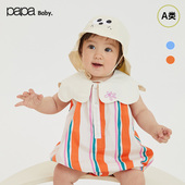 女宝宝无袖 papa爬爬夏季 新款 包屁衣婴儿爬服度假风花瓣领洋气可爱