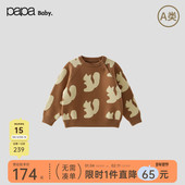 亲肤软糯保暖上衣 宝宝毛衣男女童针织衫 新品 papa爬爬秋季