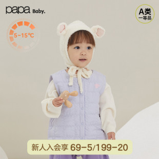 女宝宝马甲肤感尼龙饼干绗缝暖气棉微绒内搭保暖可爱 papa爬爬冬季