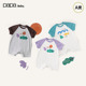 papa爬爬夏新款 婴儿连体衣插肩袖 宝宝透气纯棉包屁衣外出可爱超萌