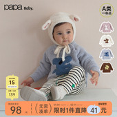 圆领上衣加绒保暖 男女宝宝半边绒毛衣针织衫 新品 papa爬爬冬季