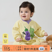 papa爬爬秋季 糯米棉 婴儿连体衣男女宝宝印花爬服保暖亲肤哈衣