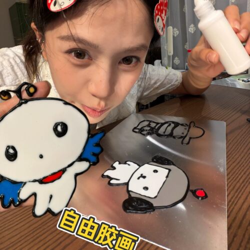 烤胶画手工diy颜料免烤速干儿童涂色涂鸦益智玩具安全环保装饰画