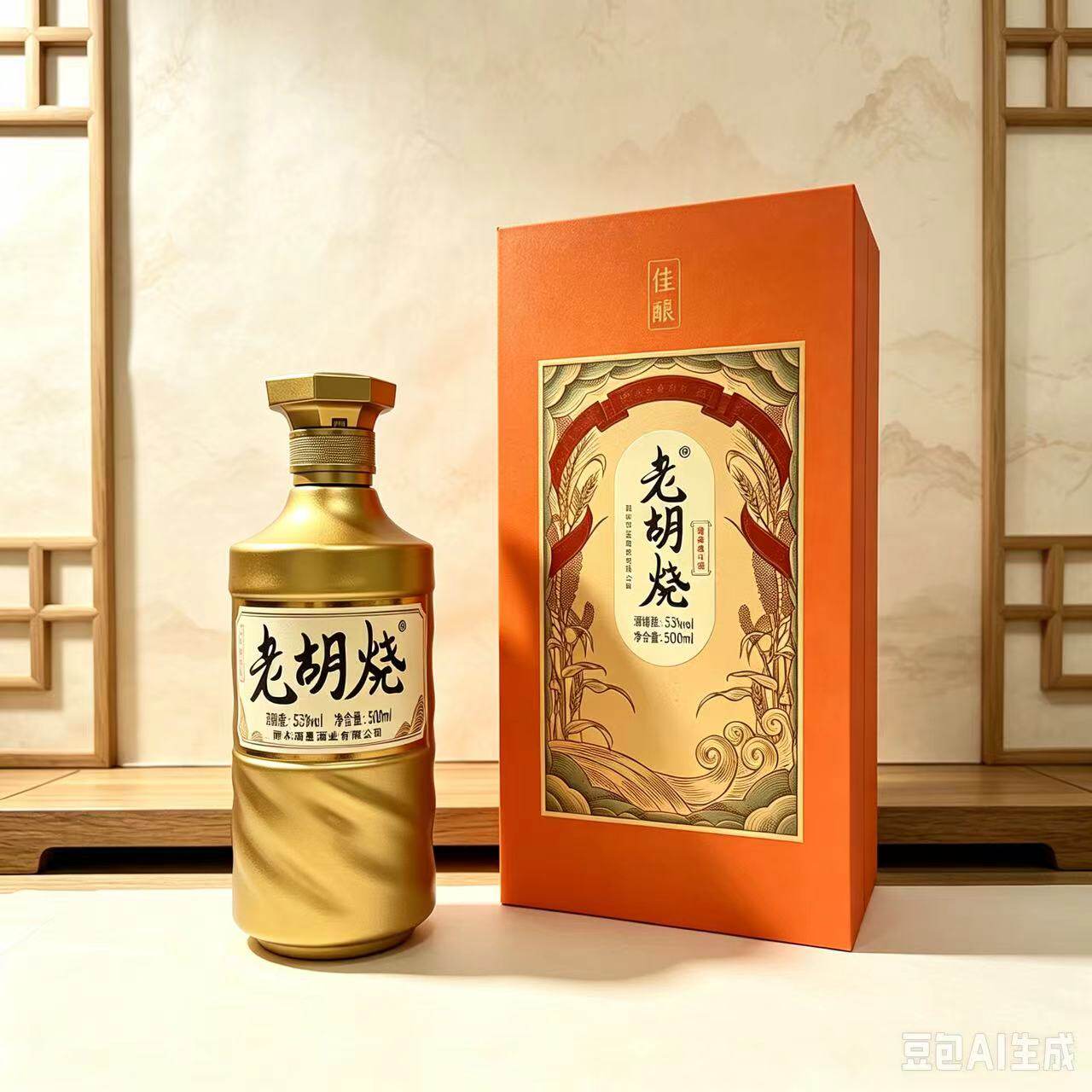 老胡烧高粱酒金瓶礼盒装