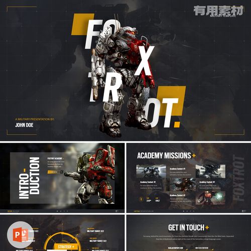 【PPT-070】100页游戏策划机甲军事提案工作总结商务动画PPT模板