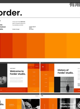 【PPT-187】39页橙色现代汇报杂志图文排版毕业设计作品集PPT模板