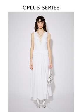 金晨吕颖博主同款【CPLUS SERIES】女士纽结蕾丝连衣裙