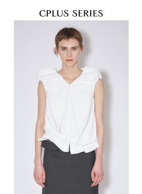 秋冬新品ivy吕颖博主同款【CPLUS SERIES】褶皱花边云朵上衣