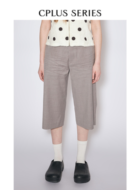 【CPLUS SERIES】皮襻点缀褶皱工艺西装7分裤