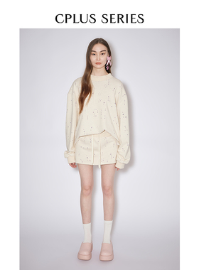 【CPLUS SERIES】撞色破洞短裙