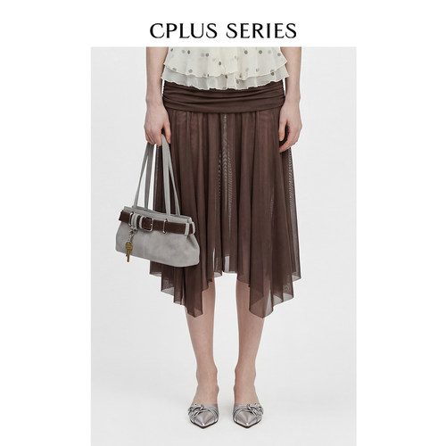 【ivy吕颖同款】CPLUS SERIES 2穿抹胸印花连衣裙抽皱半裙