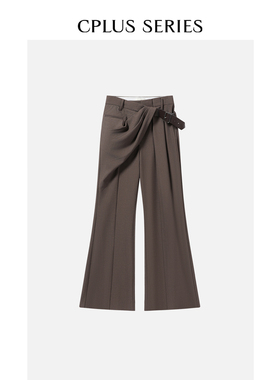 秋冬新品【CPLUS SERIES】错腰头叠褶微喇长裤
