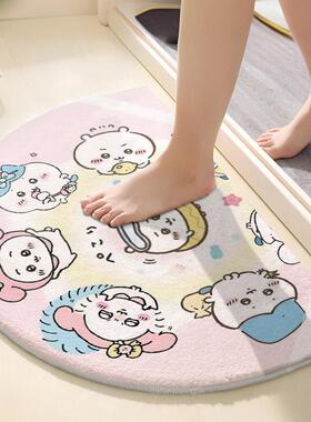 chiikawa地垫半圆绒毛垫吉伊卡哇厕所浴室门口防滑脚垫仿羊绒地毯