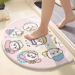 chiikawa地垫半圆绒毛垫吉伊卡哇厕所浴室门口防滑脚垫仿羊绒地毯
