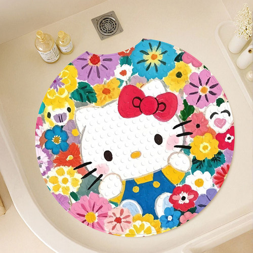 凯蒂猫淋浴房防滑垫KT猫浴室卫生间洗澡专用防摔脚垫pvc吸盘地垫