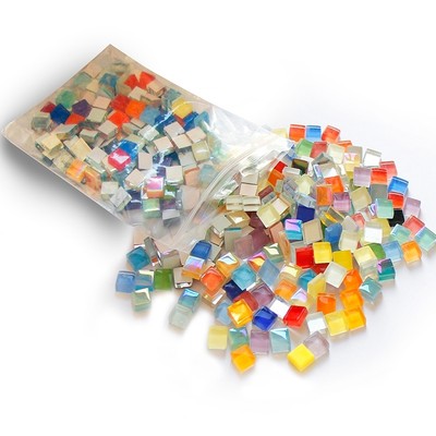 1厘米水晶玻璃马赛克贴片手工制作儿童创意材料包亲子活动散粒