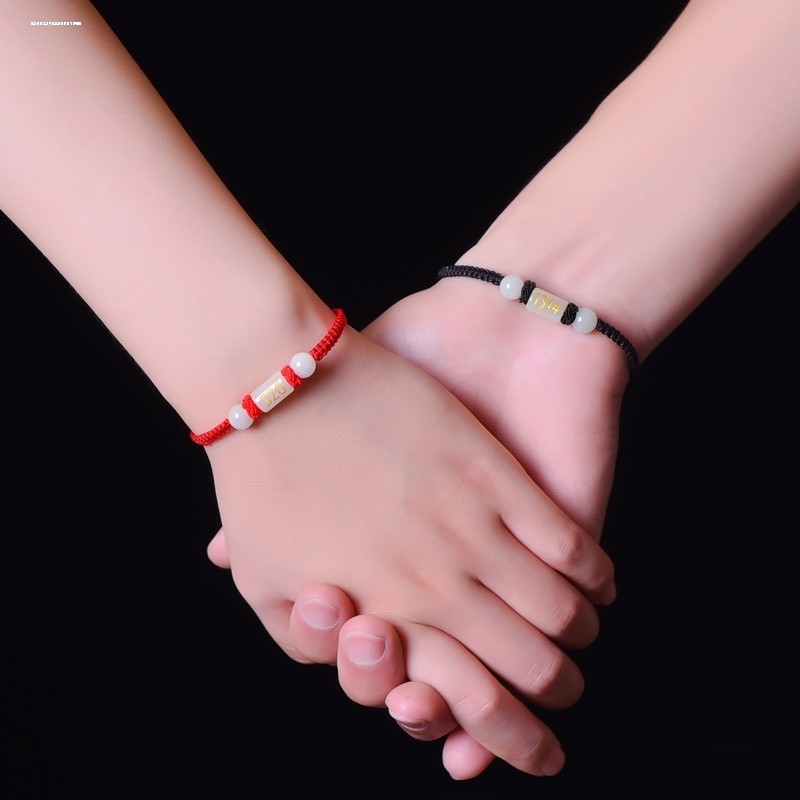 情侣手链一对夜光石桶刻字闺蜜