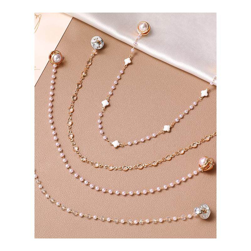 一字领肩膀披肩背带裤大领口防滑固定扣胸针防滑链防走光固定领针