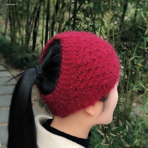 秋冬毛线针织发带帽宽边头巾女头饰护耳头套遮白发头箍保暖发带女
