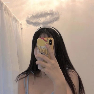 天使超仙光环皇冠发箍羽毛头箍万圣节舞会头饰演出圣诞cos配饰品