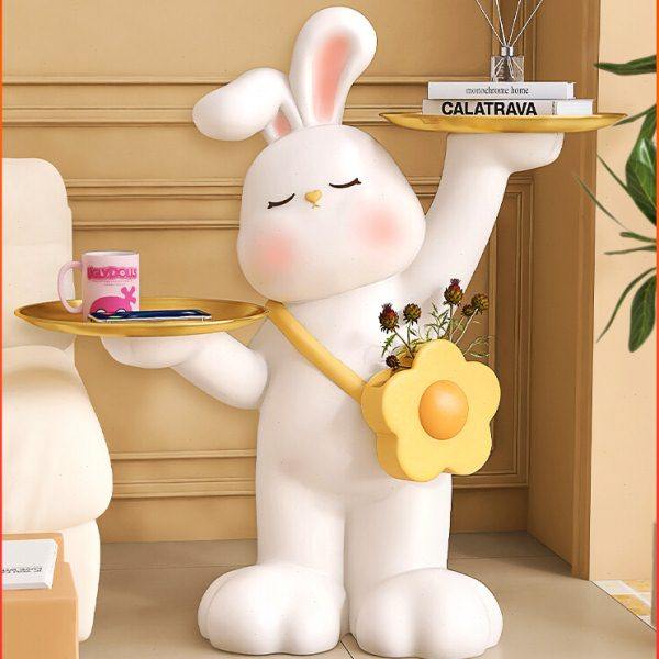 大型可爱兔子落地摆件客厅电视柜收纳置物架奶油风边几家居装饰品,家居饰品,落地摆件,淘宝优惠券,粉丝福利购,淘宝优惠卷