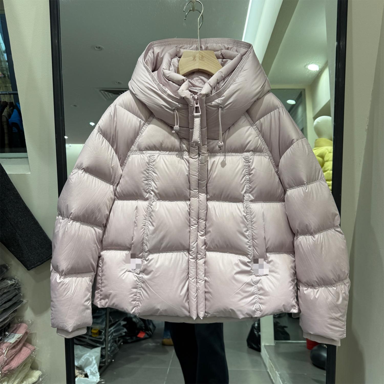 605欧洲站2025冬高端时尚休闲加厚保暖连帽白鸭绒泡芙面包羽绒服