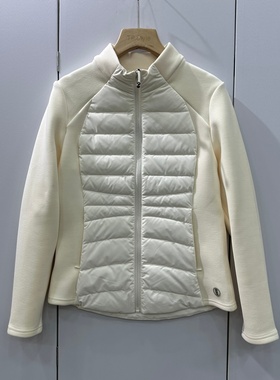 77002欧洲站2025冬时尚立领拼接休闲百搭修身显瘦白鸭绒羽绒外套