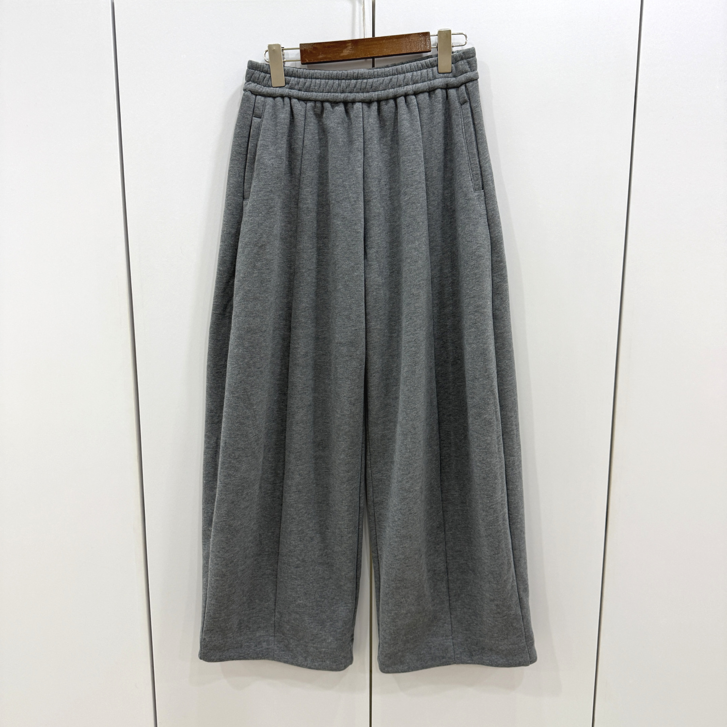 821-25137欧洲站2025冬新款时尚松紧高腰棉质加绒阔腿显瘦休闲裤