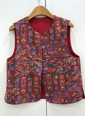 MX26092欧洲站26春国风复古优雅气质轻奢单排扣刺绣钩花无袖马甲