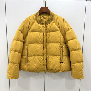 羽绒服 A字小个短装 印象秋水910 欧洲站25冬针织拼接立领休闲阔版