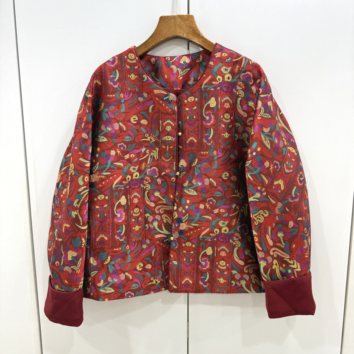 68788欧洲站2026春时尚圆领彩色复古提花桑蚕丝天丝国风宋锦外套,女装/女士精品,上衣,淘宝优惠券,粉丝福利购,淘宝优惠卷