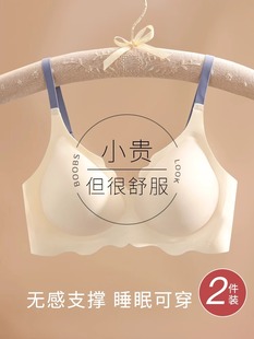 内衣女小胸聚拢上托防下垂无痕软支撑无钢圈收副乳显大薄款 文胸罩