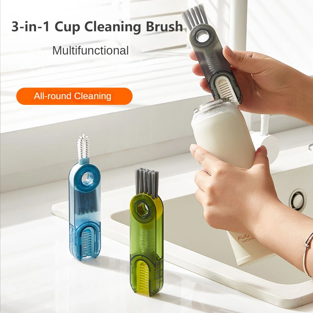 3-in-1 U-shaped Multifunctional Cleaning Brush For Cup Lid,