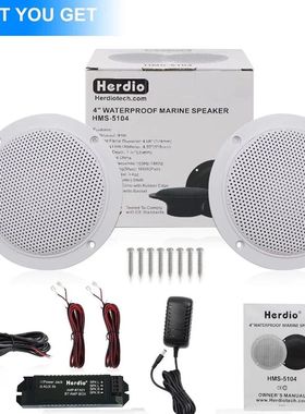 Herdio 2PCS 4 Inch Ceiling Bluetooth Speaker Kit Water Resis
