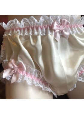 Black sexy smooth satin inlaid with red bow pleat lace elast