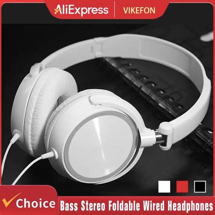 Wired Headphones 3 5mm Bass Stereo Foldable With Microphone