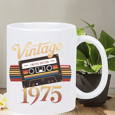 Exclusive 1975 Ceramic Coffee Cup - Insulated, Reusable, Han