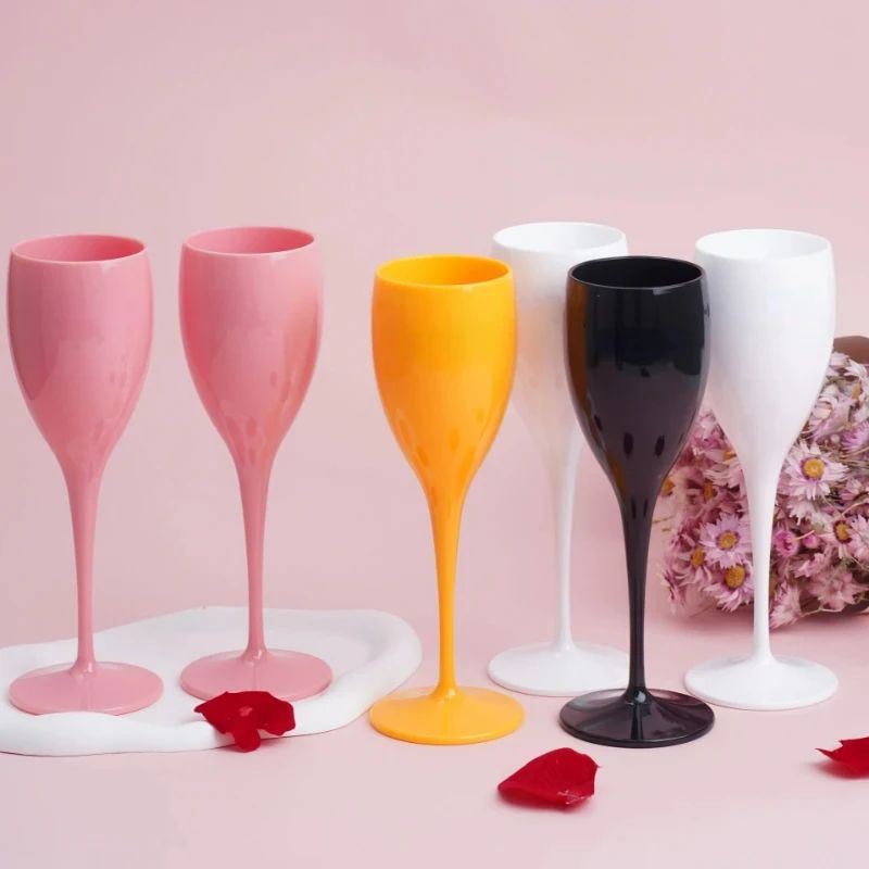 Comes with Logo Champagne Flutes Glasse PP Plastic Wine Glas