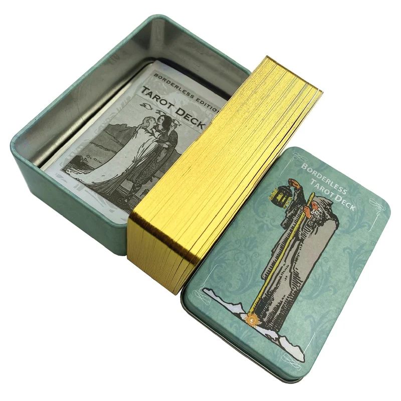 Metal Box Gilded Borderless Edition Rider Tarot Cards Deck W