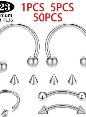 1/5/50PCS ASTM F136 Internally Threaded Eyebrow Nose Ring C