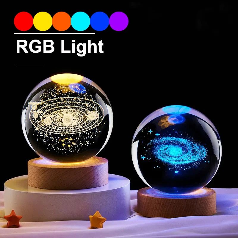 6cm Bedside Lamp Solar Theme Cosmos Series Crystal Ball Nigh