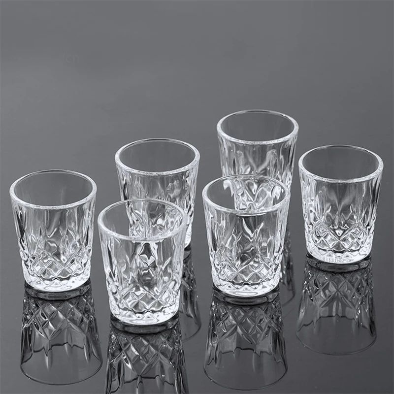 12pcs/8pcs/6pcs/4pcs/2pcs Embossed Glass 50ml Spirits Cups E