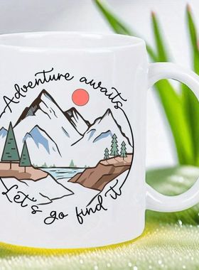 Adventure Awaits Ceramic Coffee Mug - Reusable, Hand-Wash On