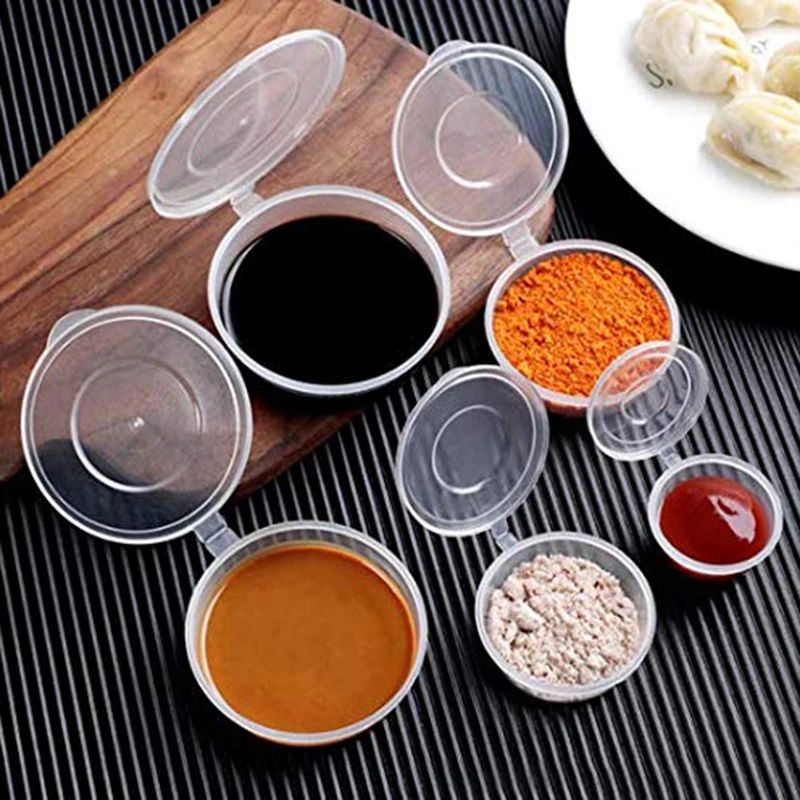 50Pcs Plastic Sauce Jars With Lids Food Sauce Cup Disposable