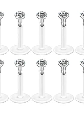 10pcs 16G Czech Crystal Clear Flexible Bioflex Acrylic Bar S